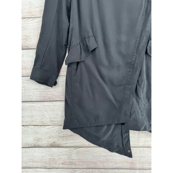 Silence + Noise Convertible Long Jacket Womens Small Black Asymmetrical - Picture 6 of 15